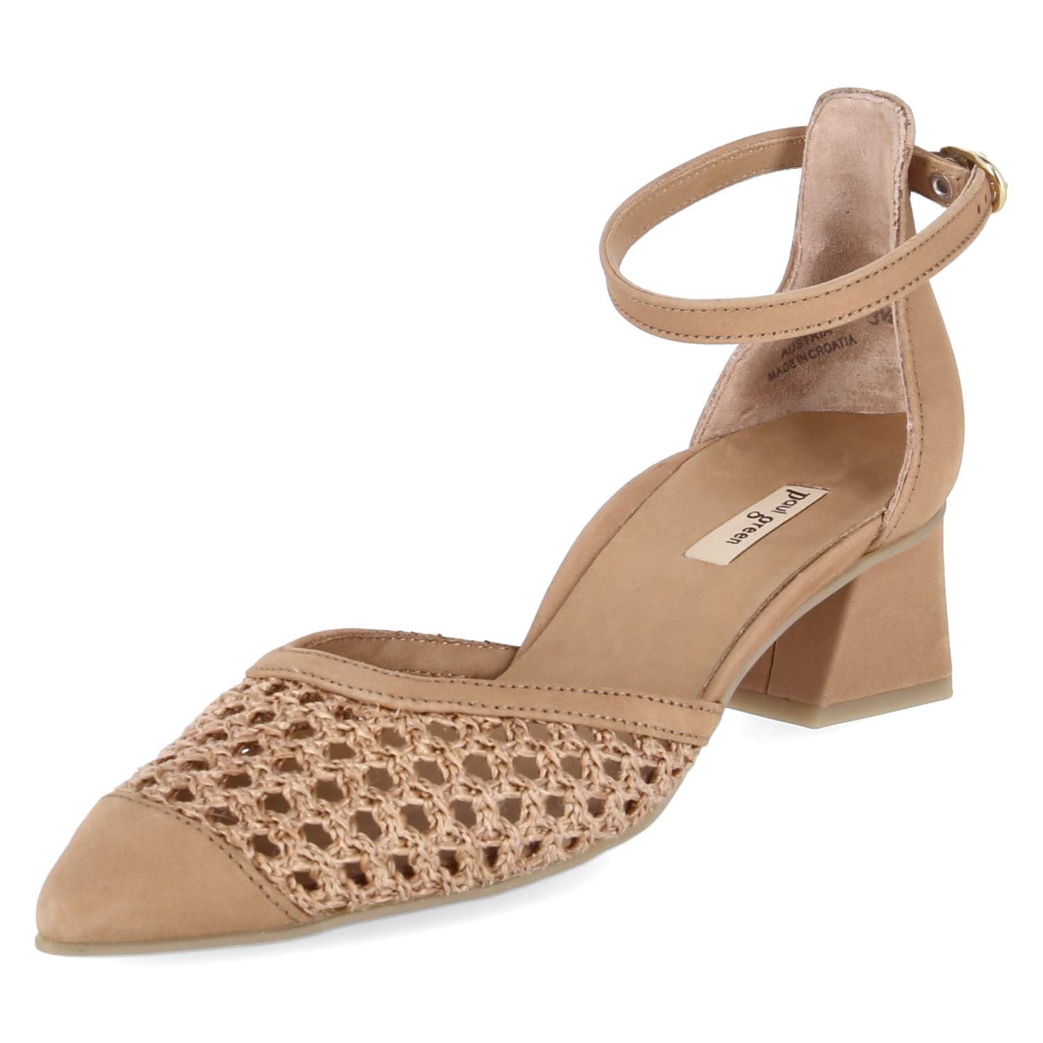 Paul Green Damen - Peeptoes & Slingpumps 3856-009 in braun gelocht/geflochten