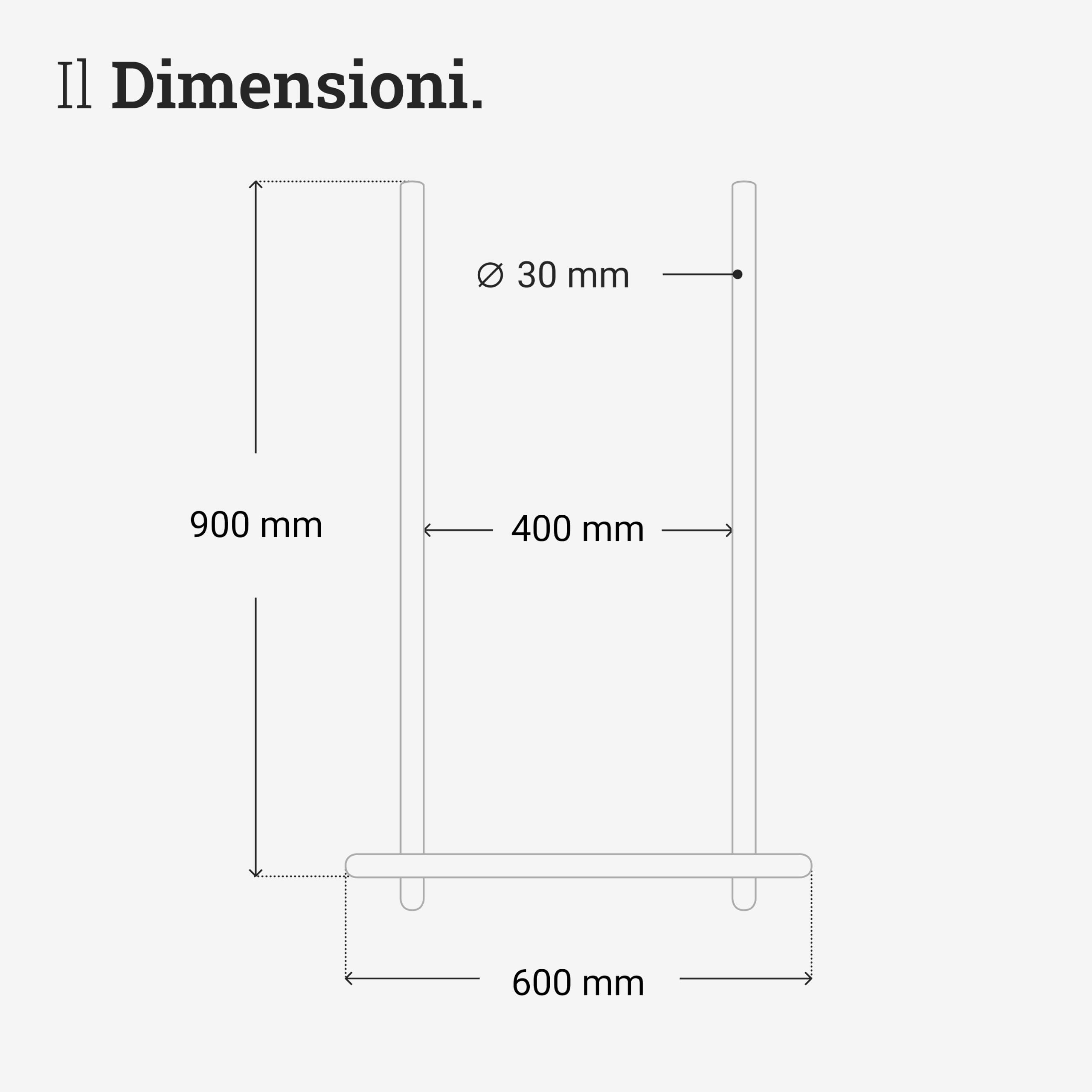 Natural Goods Berlin ASKA - 1 asta appendiabiti in legno di rovere, larghezza 60 cm, appendiabiti da soffitto, appendiabiti da soffitto, appendiabiti da corridoio, appendiabiti da soffitto, in legno