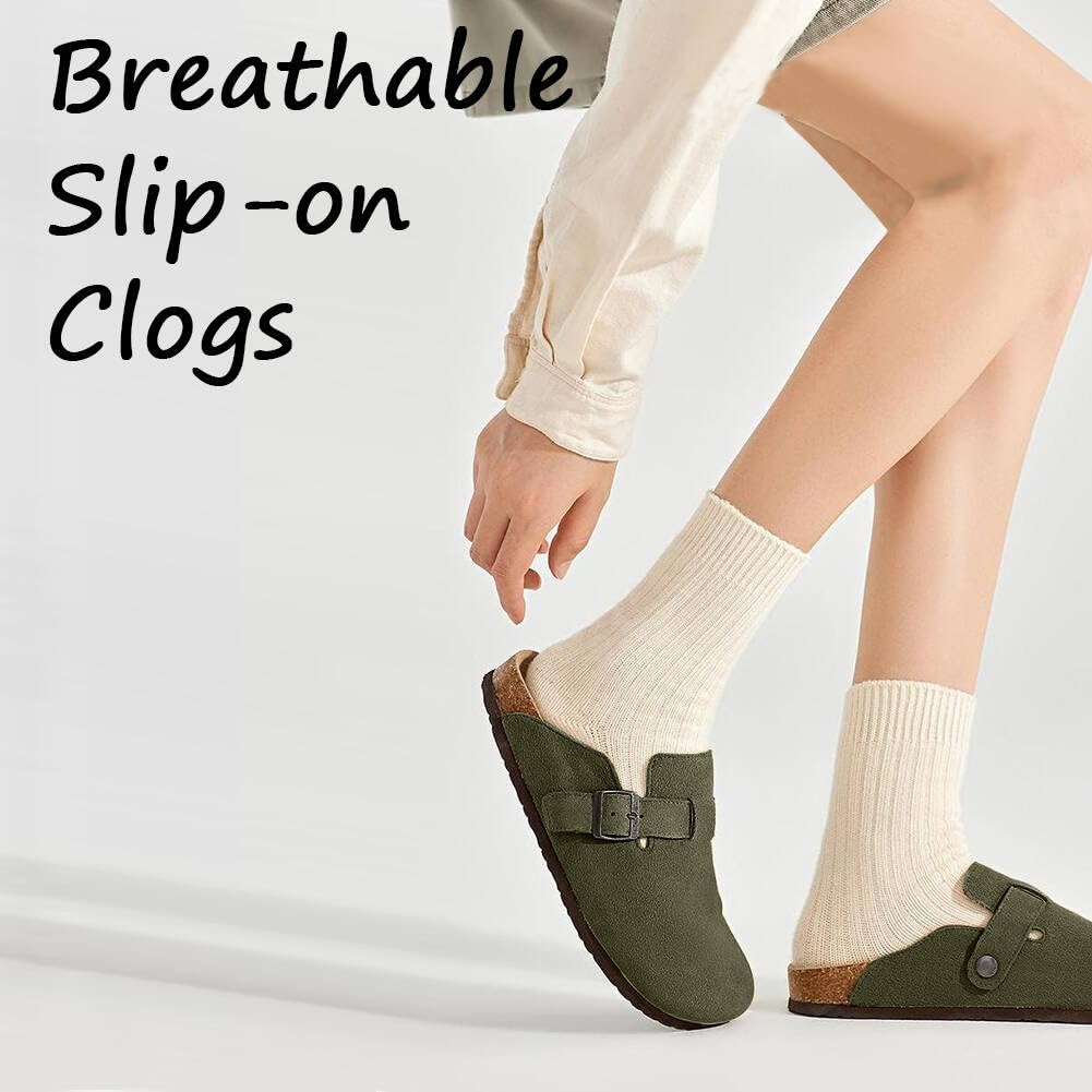 Clogs For Women Suede Soft Leather Clogs Classic Cork 