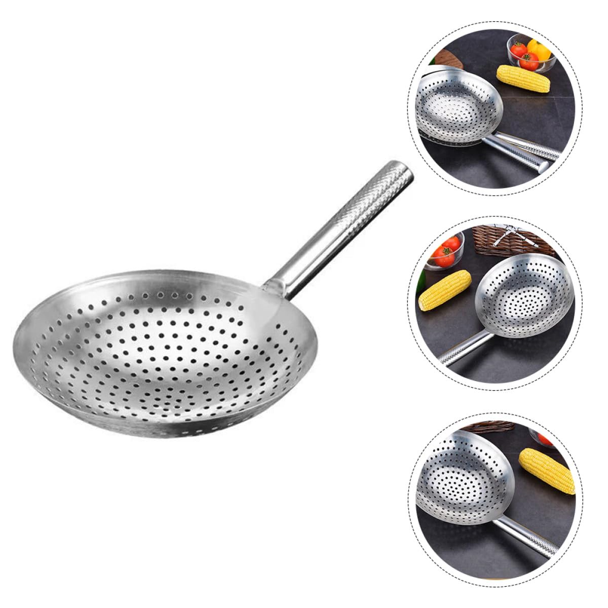 Schiumarola Grande in Acciaio Inox Argento 1 Pezzo per Cucina | Filtro a Maglia Fine, Separa Olio Bollente o Acqua, per Ristoranti e Bar