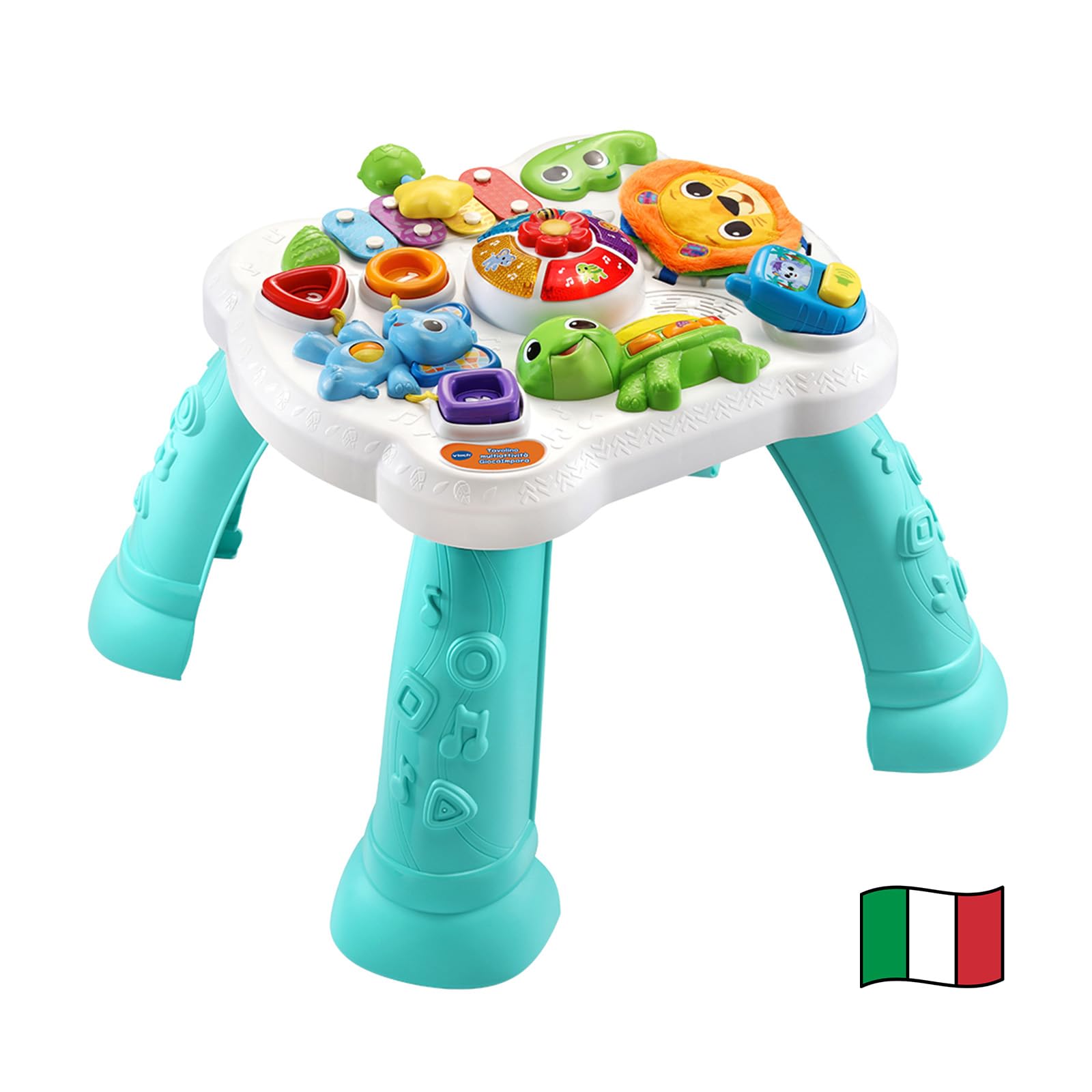 VTech Tavolo MultiAttività - GiocaImpara, Tavolo con Giochi Educativi per Bambini, Giocattolo con Forme e Xilofono, Gioco Interattivo con Tante Attività, Lingua Italiana, Batterie Incluse, 9-36 Mesi