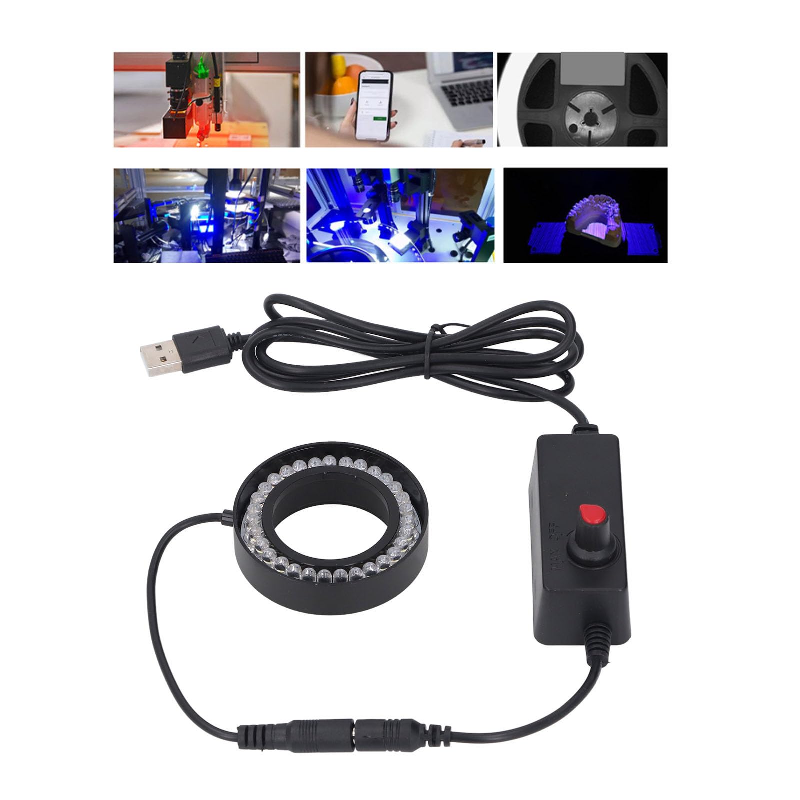 Anneau lumineux LED USB Luminosité réglable, 31 LED USB anneau lumineux microscope pour croscope stéréo, avec compatibilité transparente, pratique pour diverses applications