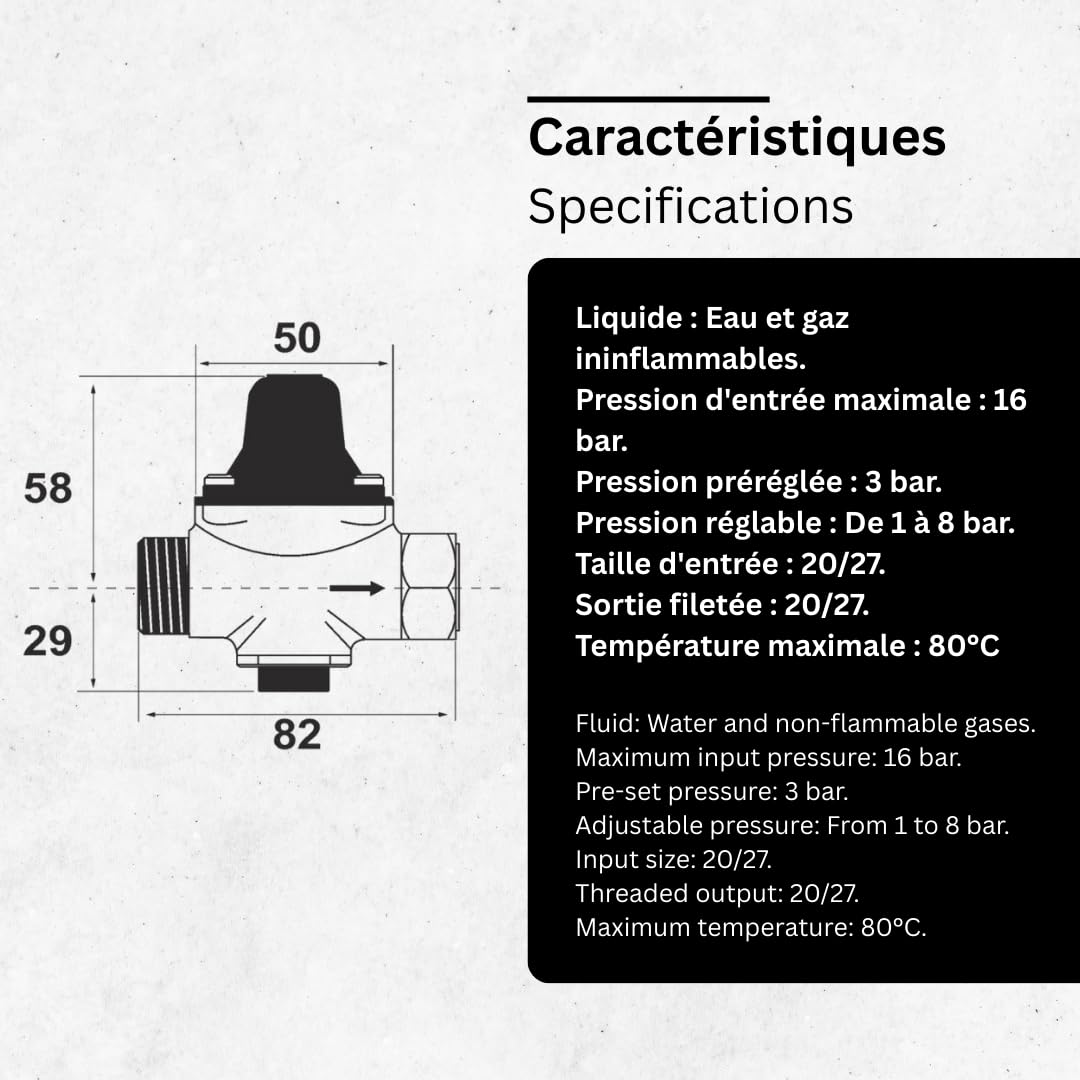 réducteur de pression - securo 5 sp - mâle / femelle - diamètre 20 x 27 mm - desbordes 149b7312