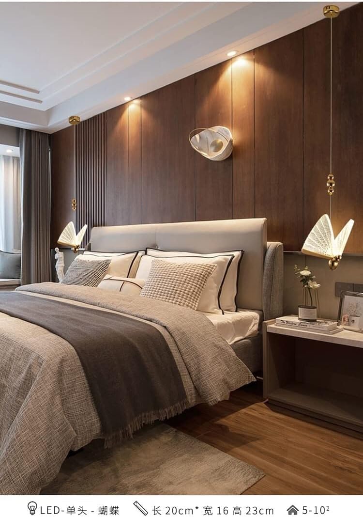 Bedroom Light Modern Personality Living Room Butterfly LED Restaurant stairwell Chaner lamp,Chaner (One Color 1 Light)