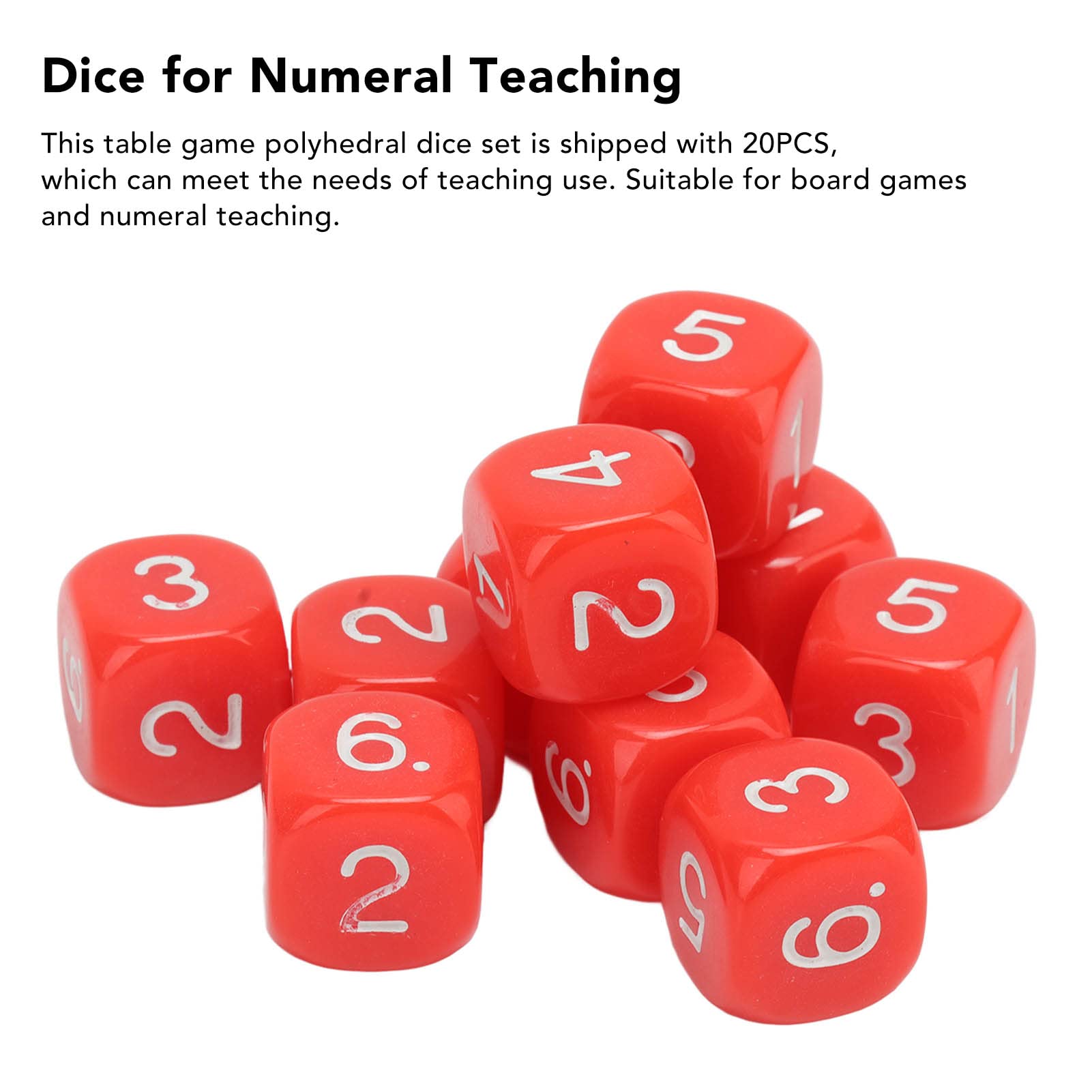 Set De 20 Dados Numéricos Educativos De Plástico De 6 Lados – Para Enseñanza De Matemáticas Y Juegos De Mesa, Tamaño 16 Mm (Negro)