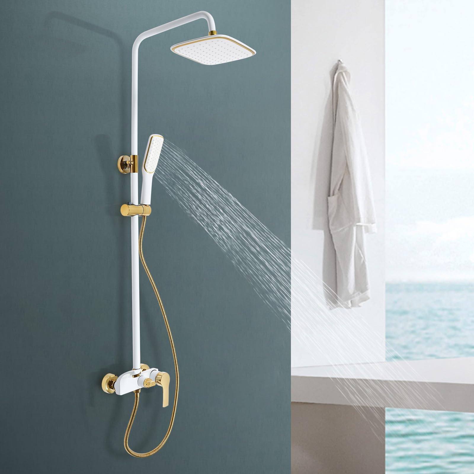 Colonna Doccia, Doccia Retro, Sistema Doccia A Parete con Doccetta Regolabile, Altezza regolabile, Costruito per durare, per Bagno Hotel, Spa, Case