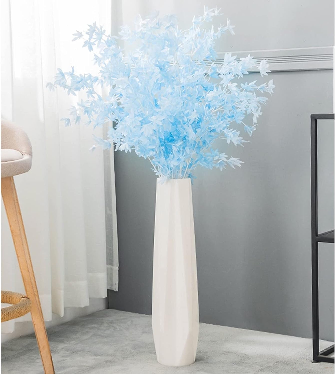 Amazon｜陶器の花瓶 床置き 背の高い花瓶 白 モダン ドライフラワー