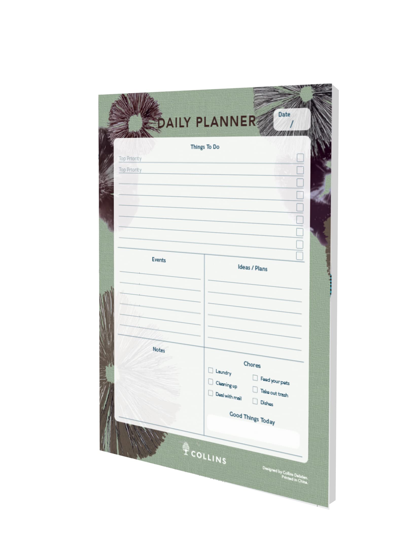Collins Flourish A5 Daily Desk Pad - To Do List and Task Tracker notepad - 60 sheets Grey