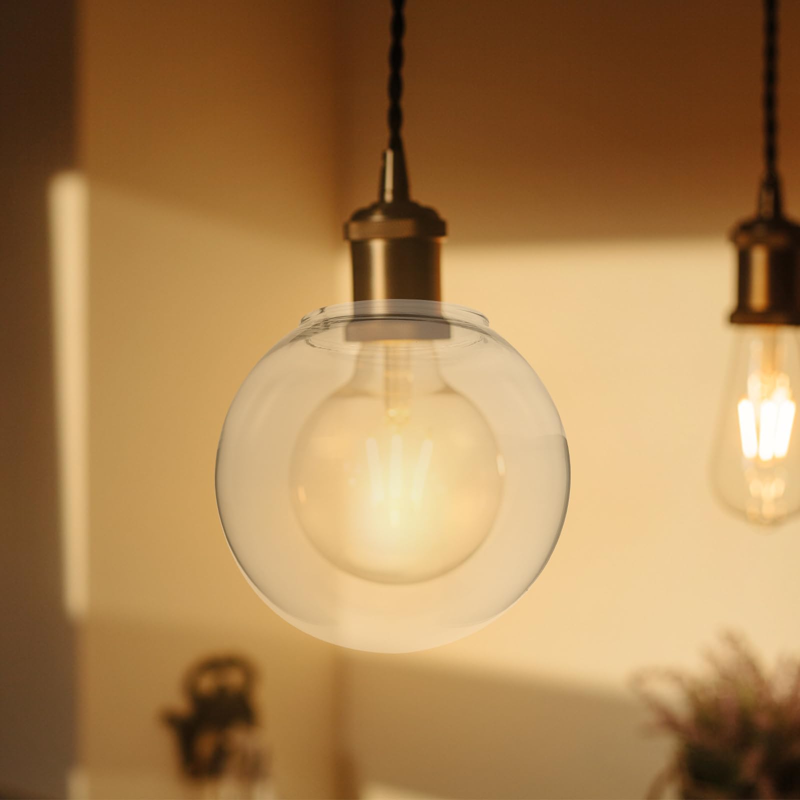 Uonlytech Foro di Apertura da 70 Mm Apparecchio di Illuminazione di Ricambio Paralume in con Paralume in Trasparente Paralume a Globo per Lampadario a Sospensione 13 Cm