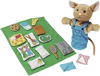 Constructive Playthings If You Give a Mouse a Cookie Plush Hand Puppet Set, 16-Pieces, Soft Touch Material, Comes with Carrying Bag, Literacy and Visual Learning, Toddler Toys for Kids 2 Years & Up