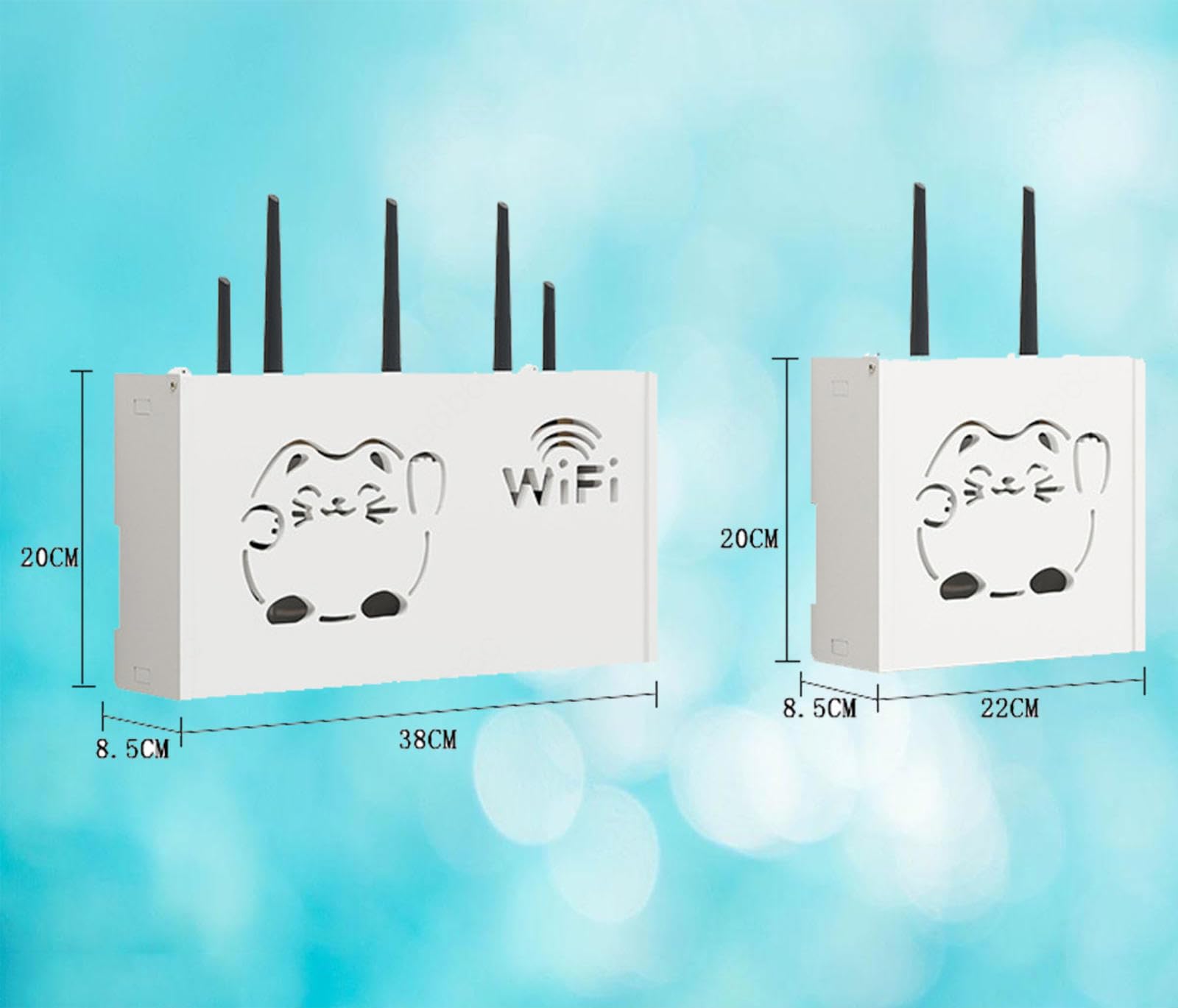 Cajas de Almacenamiento Wi-Fi Caja para Esconder Router Soporte Universal de Pared para Router Caja Madera para Tapar Router,A-38x20x8.5cm