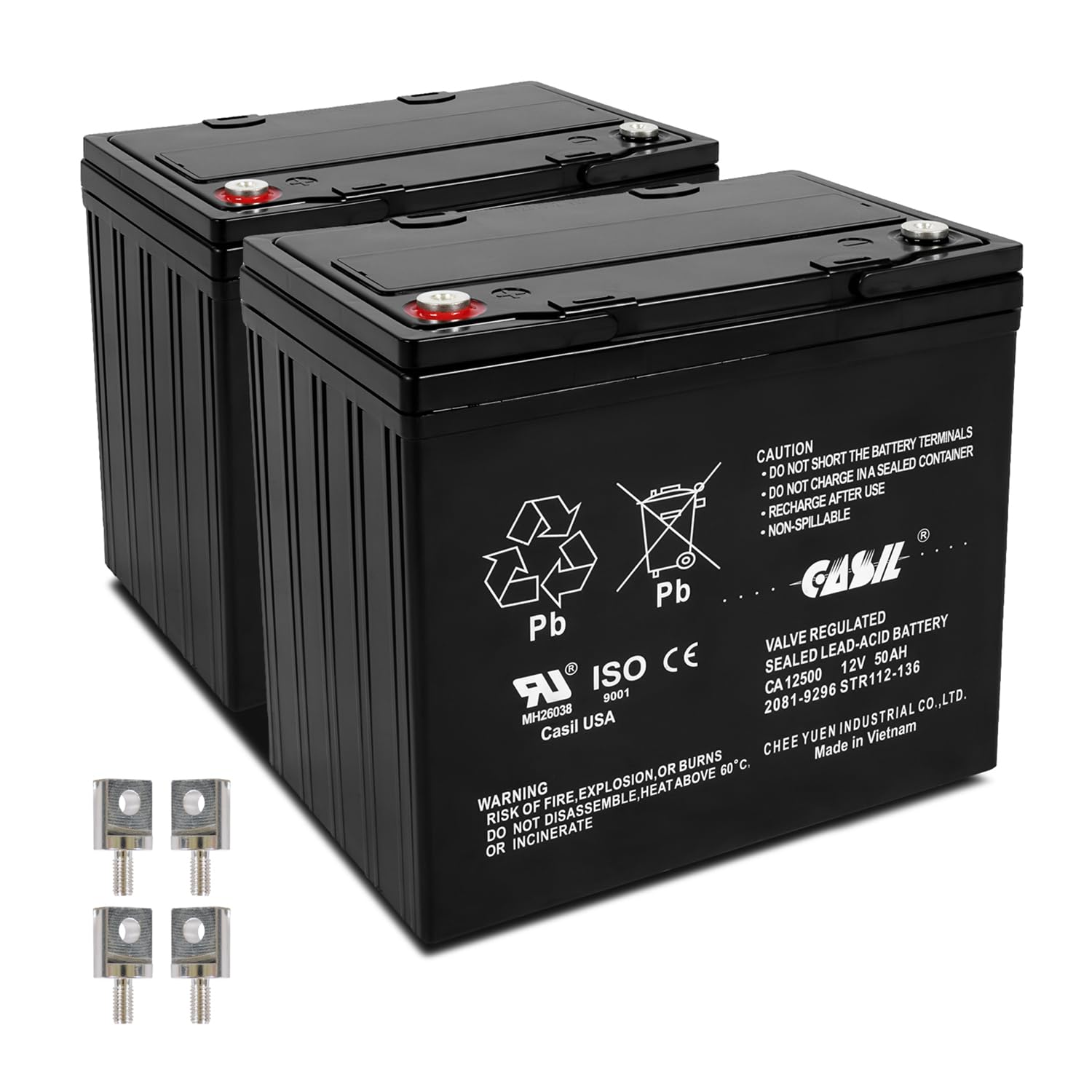 Casil 12V 50Ah SLA AGM Deep Cycle Battery – 2 Pack (Group 22NF) | CA12550 Replacement for Mobility Scooters, UPS Backup, Solar Systems