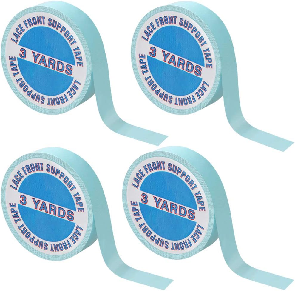 4 Pack Wig Tape Double Sided Lace Front Support Tape 12 Yards Adhesives Tape for Lace Front Wigs, Toupees, Hair Extensions and Hairpieces (1cm x 3 Yards)