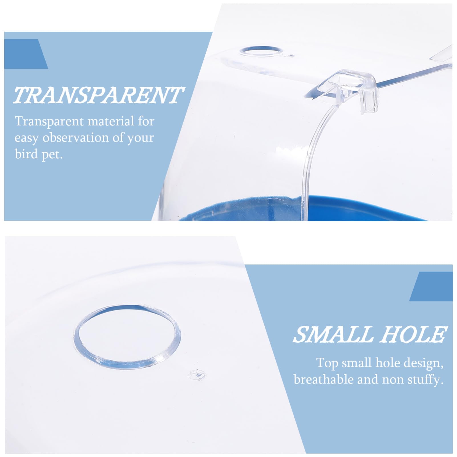 Angoily 3pezzi Vasca da Bagno per Uccelli con Finestra per Riempimento e Design Innovativo per Pappagalli e Uccelli Piccoli Blu Materiale Sicuro e Resistente