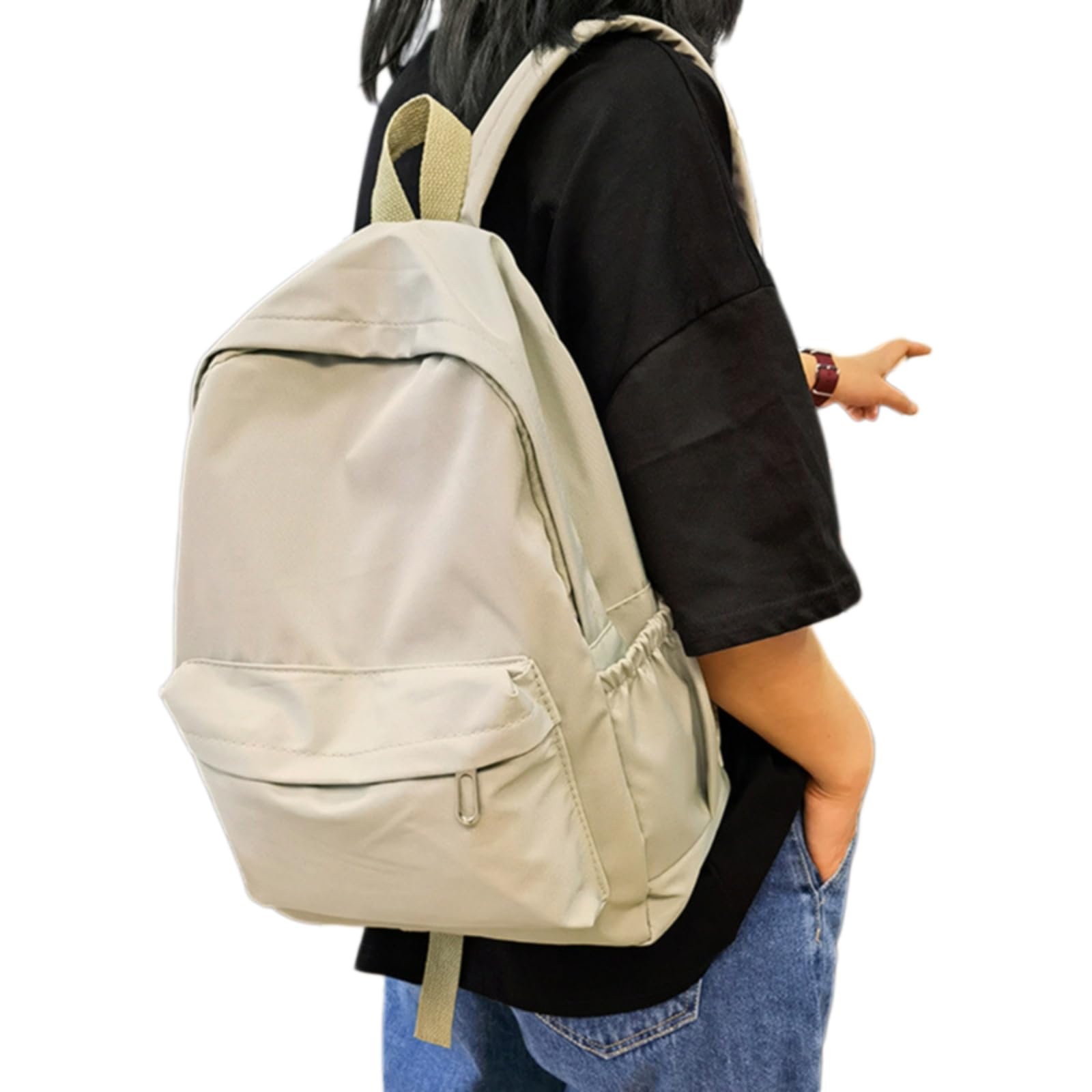 WANGSHUO Bolsa Mochila De Nylon Resistente Al Agua Color Sólido Bolsillo Múltiple Gran Capacidad para Viajes Escolares Salidas Cotidianas
