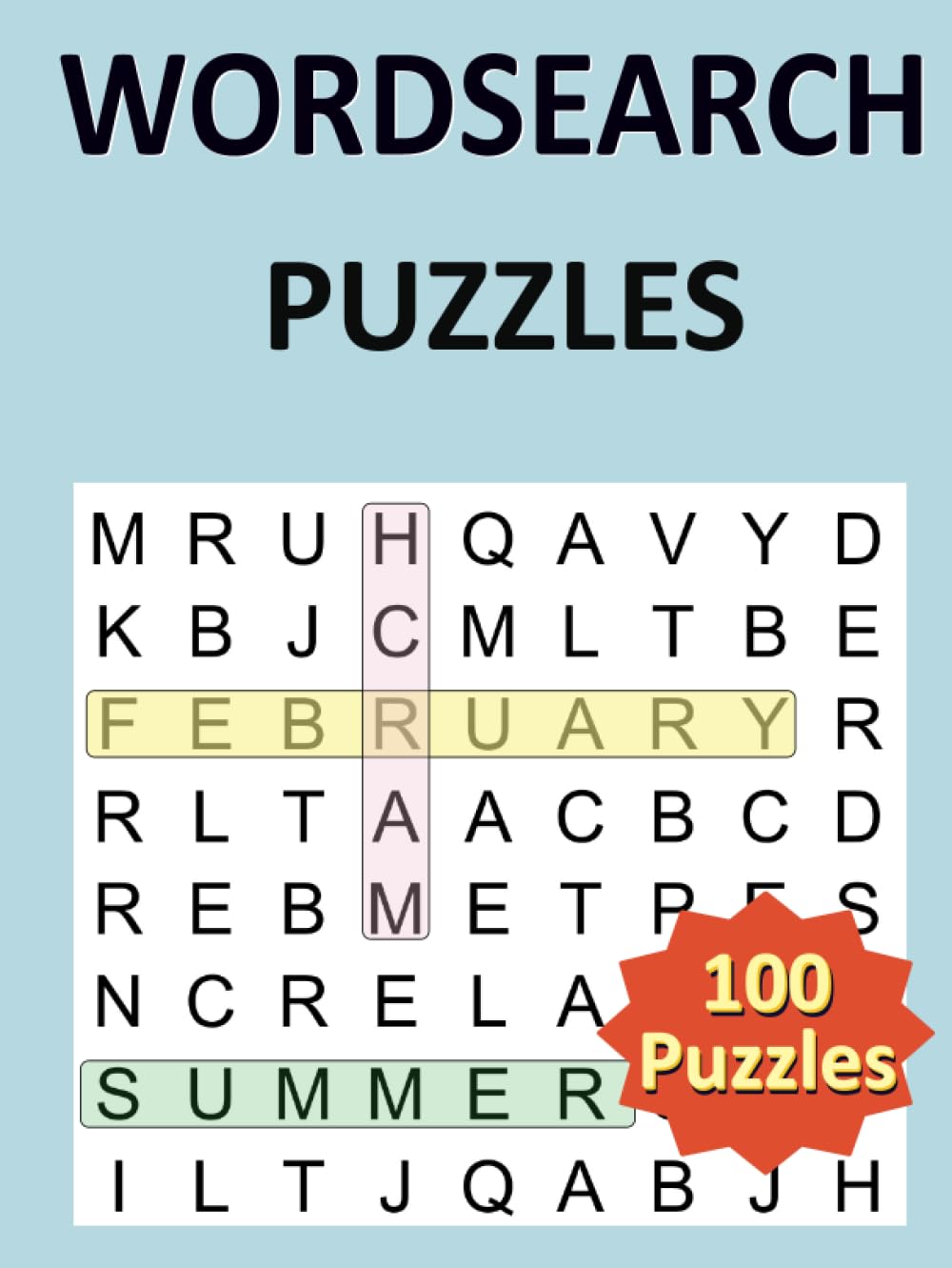 Wordsearch Puzzles: 100 puzzles with large print grid; hardcover