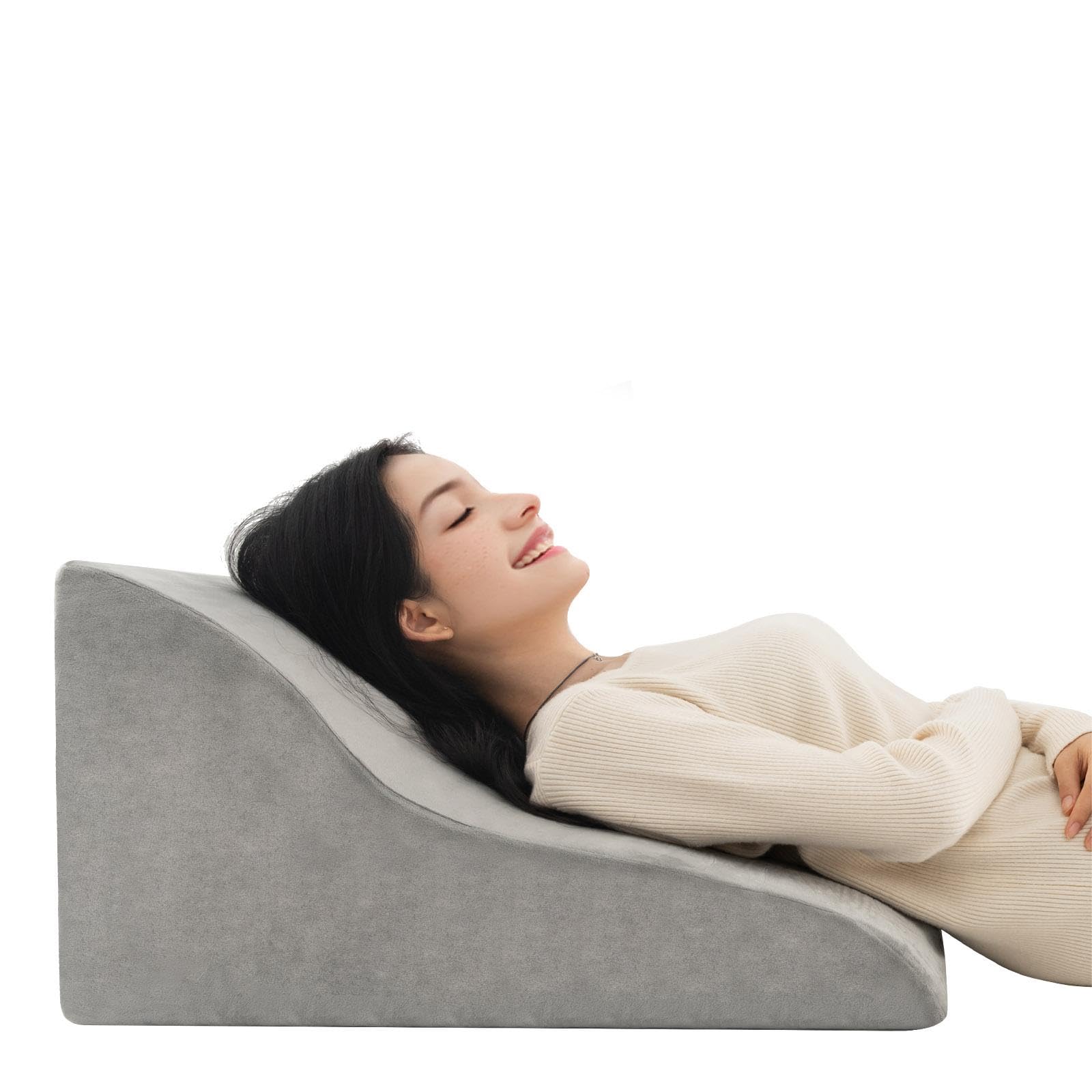 LIFEZEAL Almohada de Lectura, Cojín cuña ergonómico para Cama y sofá, Cojín de Lectura Suave con asa, Cojín de Espalda Ideal para Jugar y Ver la TV, Respaldo ortopédico con Funda Lavable