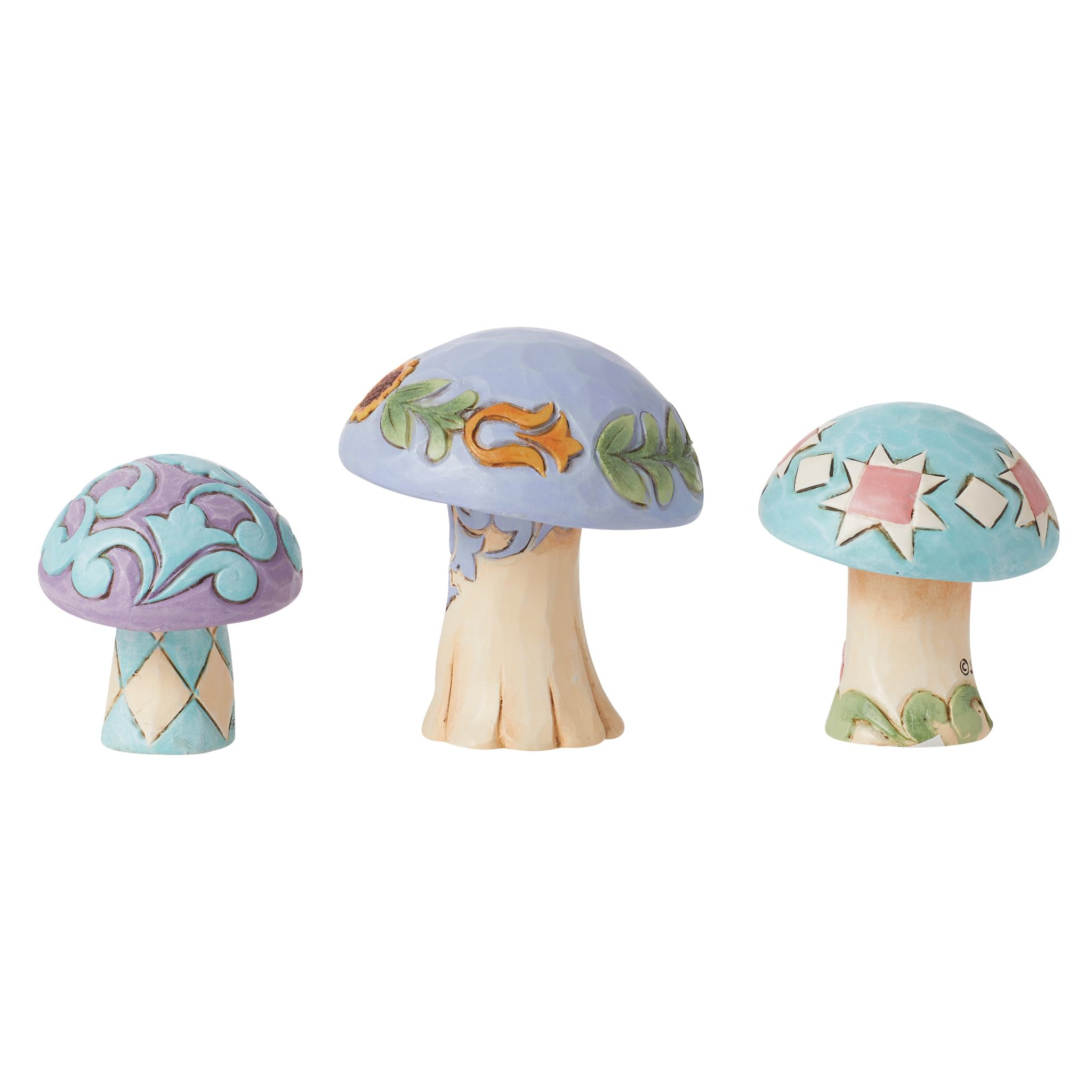 Enesco Jim Shore Heartwood Creek Nature's Meadow Mushrooms Minyatür Heykelcik Seti, 6,5 cm, Çok Renkli