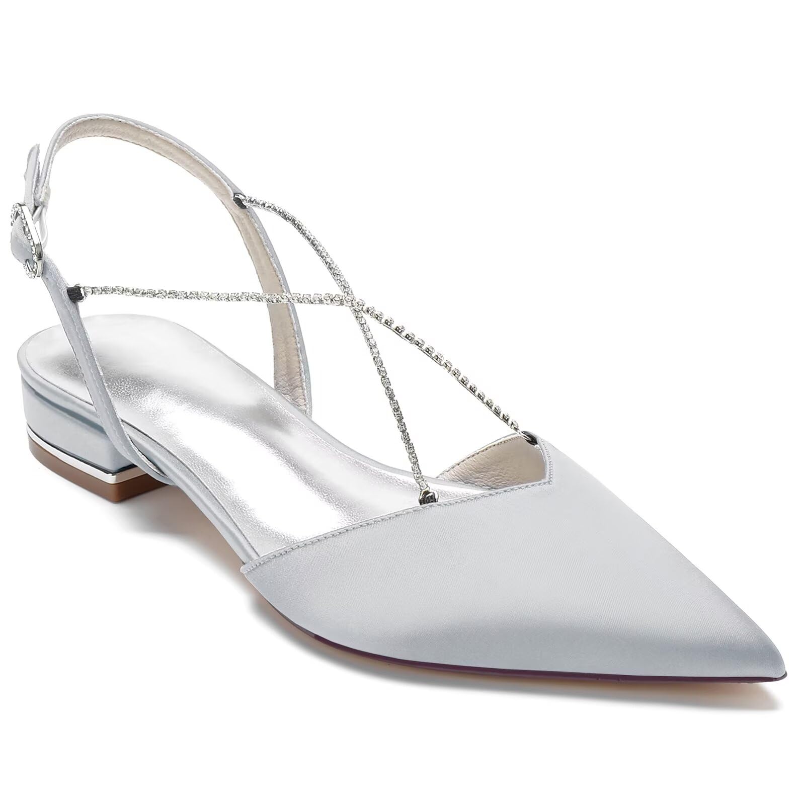 Scarpe col Tacco Donna Eleganti Décolleté Punta Chiusa Sandali con Tacco Basso da Sposa,1"
