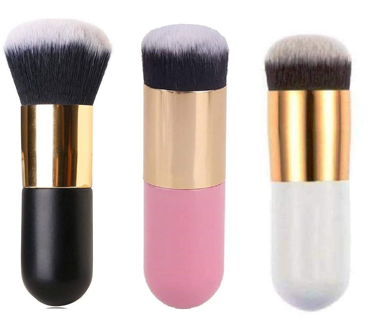 VNZ Foundation Brush for Face Makeup, Face Powder Blending Brush 3 Pcs (Multicolored)-picture-15