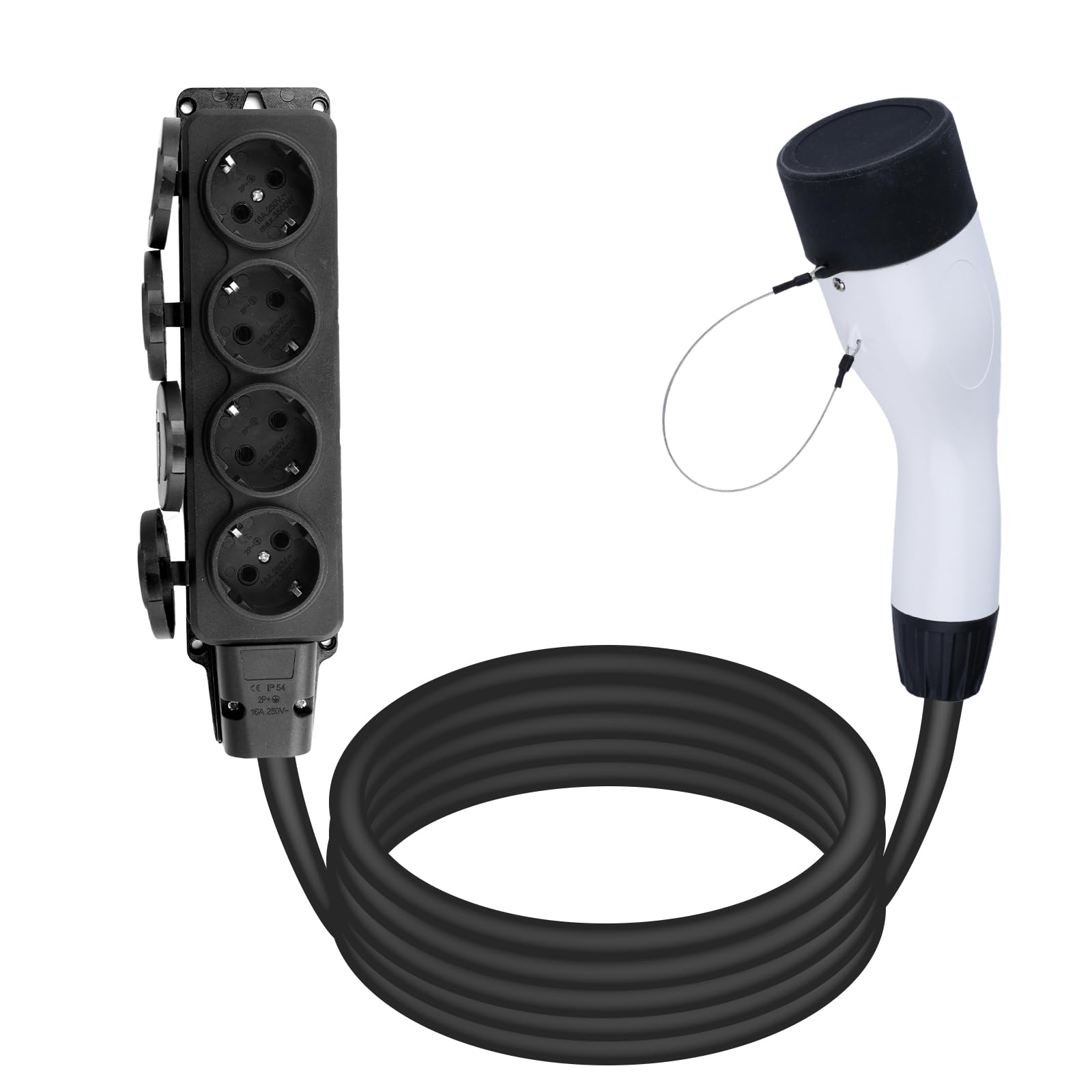 Adapter Type 2 naar Schuko Mode 3 met ontgrendeling en overstroombeveiliging