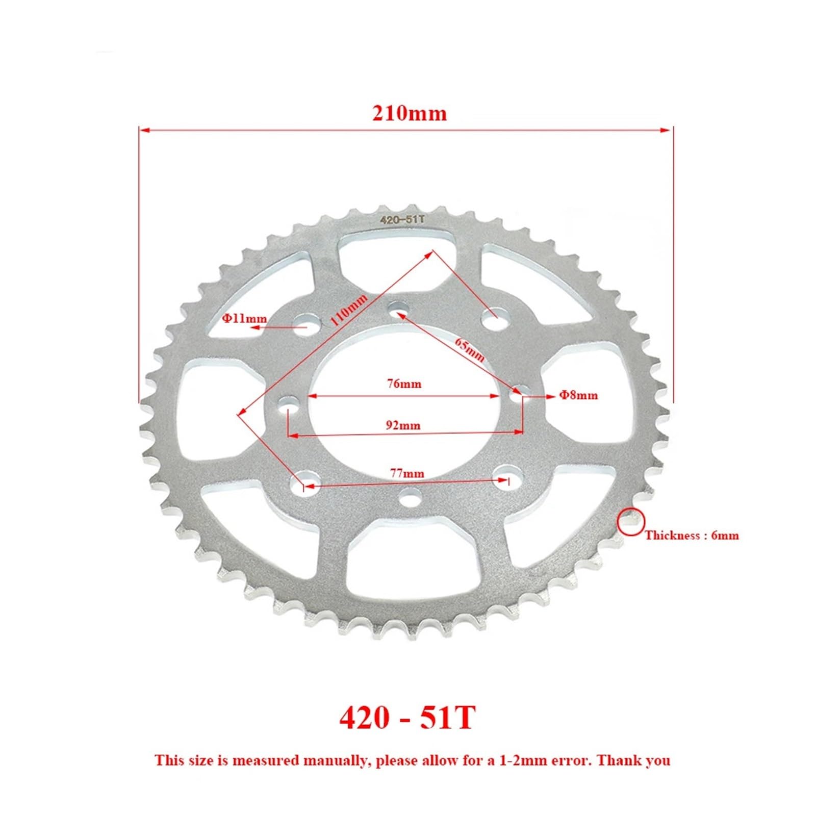 Moto Pignon Pour 50CC 70CC 90CC 110CC 125CC