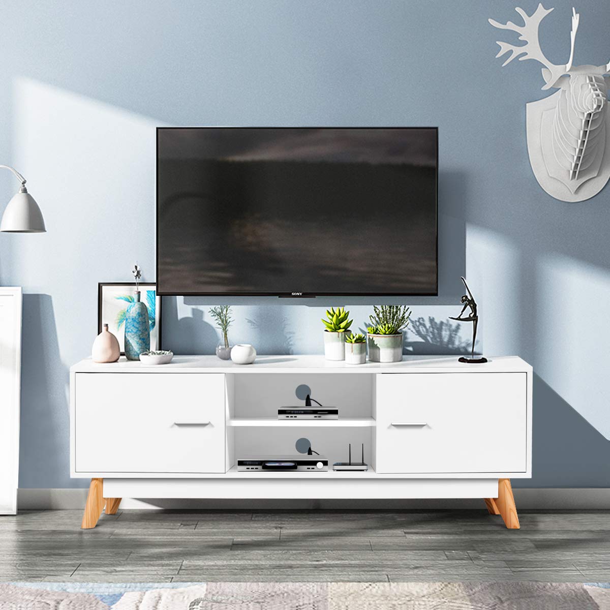 Amazon｜Tangkula テレビスタンド モダンホワイトテレビスタンド 60