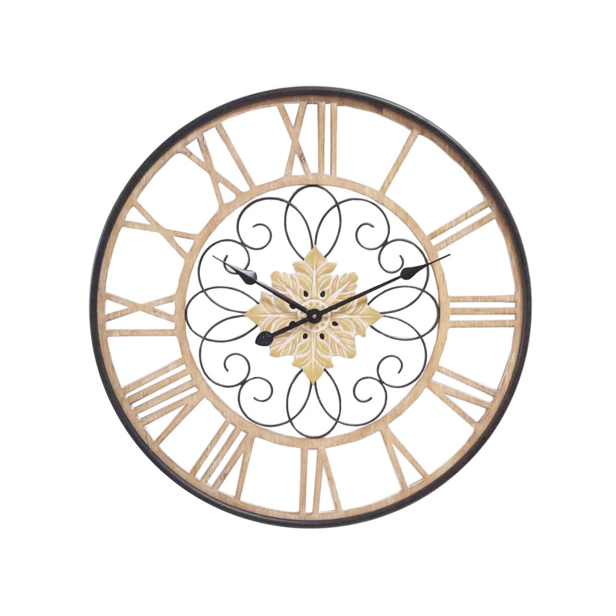 Horloge murale noire bois métal 50 cm D1619677 salon moderne