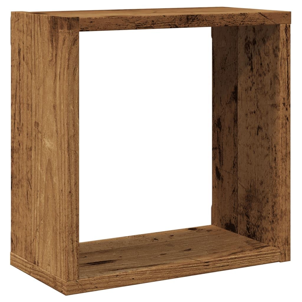 vidaXL Wandregal 4 STK., Würfelregal mit Stauraum Wandmontage, Hängeregal Schweberegal für Wohnzimmer, Cube CD Regal, Altholz-Optik Holzwerkstoff