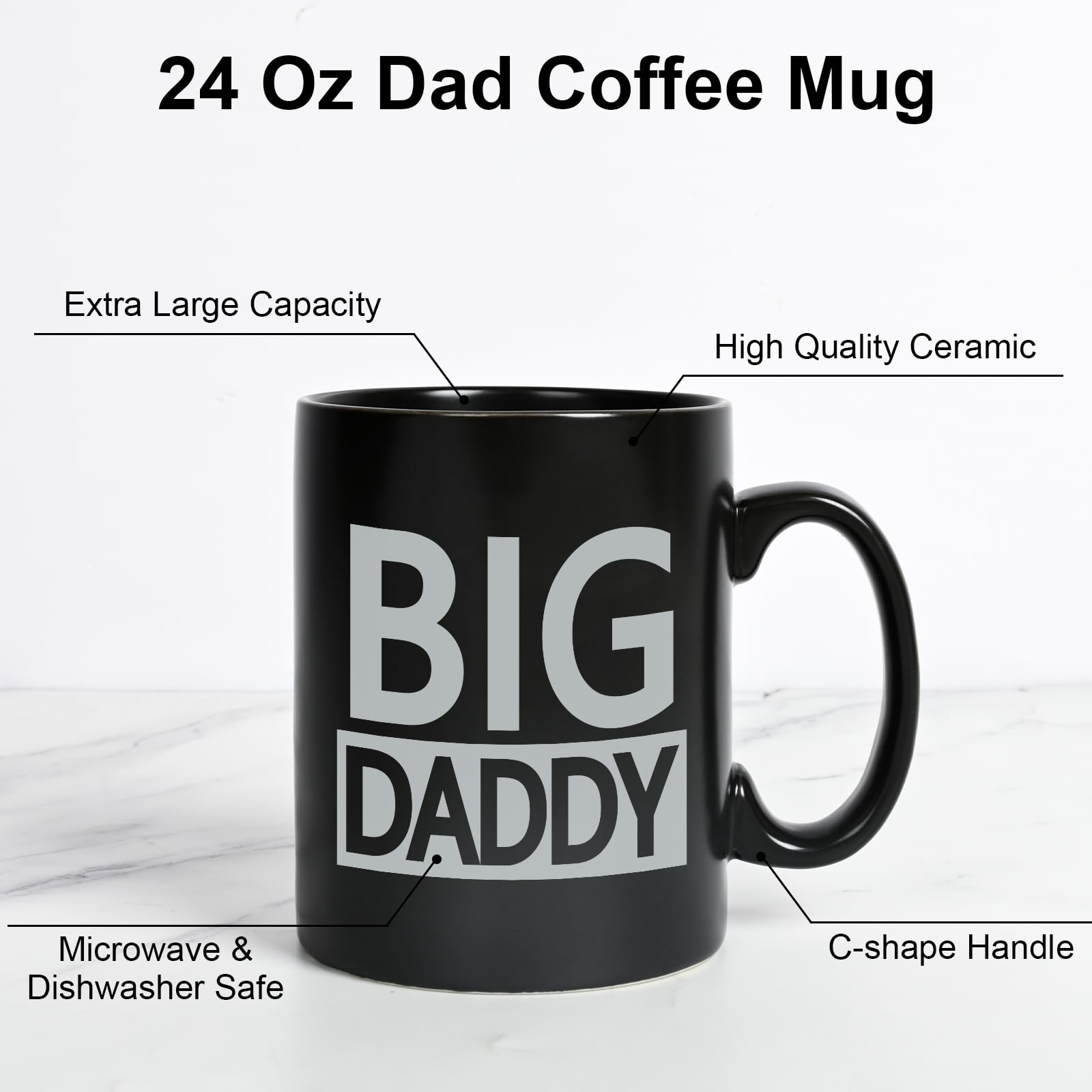 Cabtnca Taza Big Daddy, regalos para papá, regalos de cumpleaños para el día del padre de parte de la hija, regalos para papá para el día del padre, taza de café para papá, regalos geniales para papá,