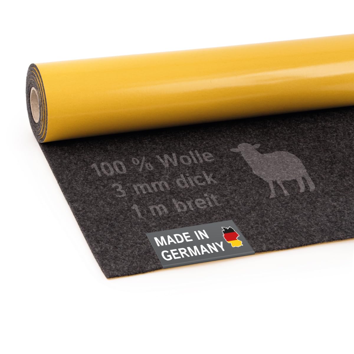 Filc wełniany do kampera, samoprzylepny: 100% naturalny filc igłowany – grubość 3 mm, rozciągliwy i oddychający – Made in Germany (antracytowy, 1 50 cm x 100 cm (0,5 m x 1 m)