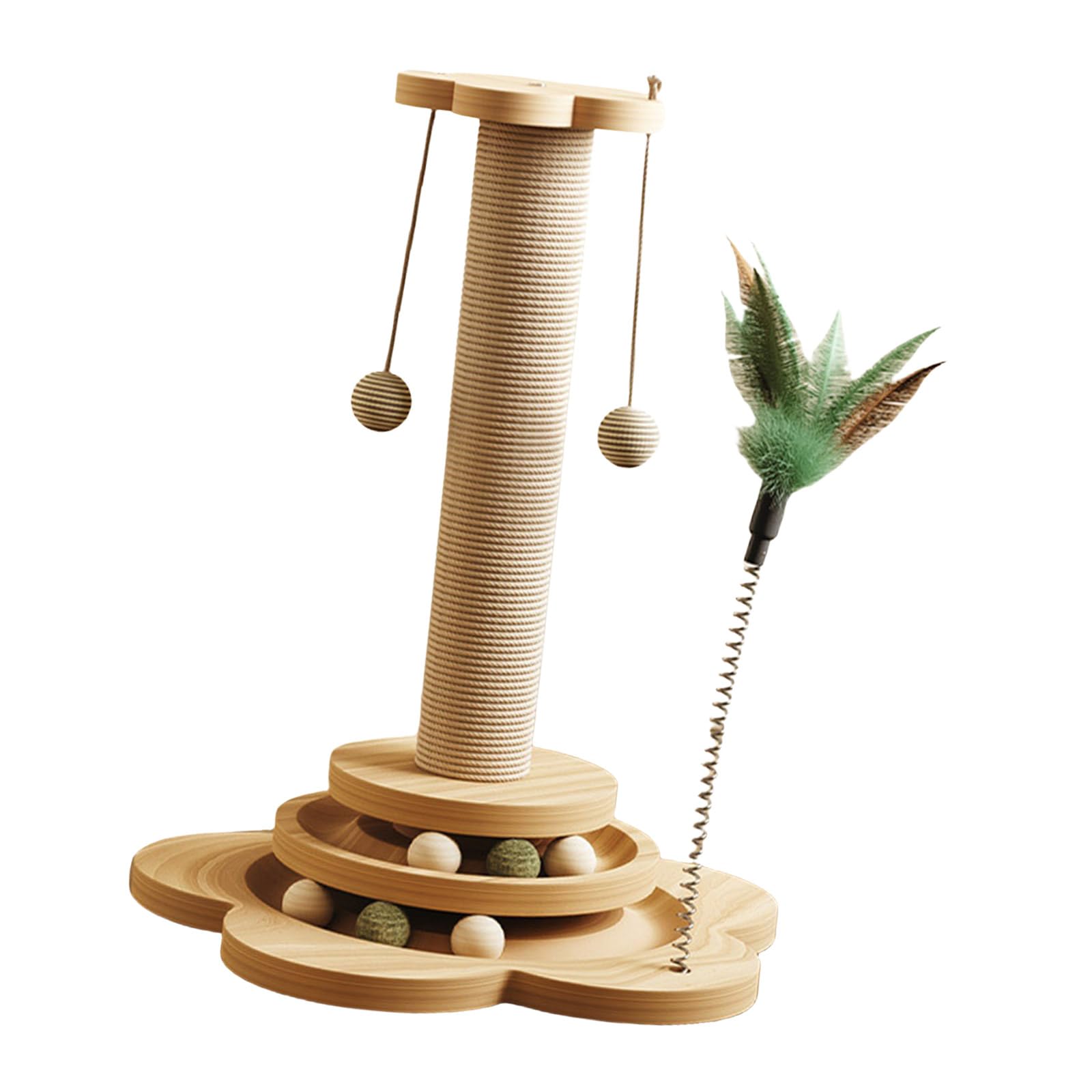 Divertido rascador para mascotas, juguete interactivo pequeño y grande para poste de sisal interior