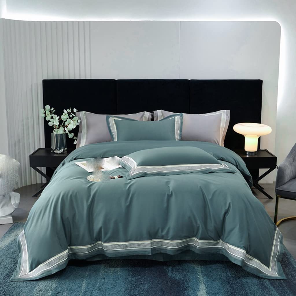 ZHCWT Long Staple Cotton Light Woolen Four-piece Set Cotton Woolen Wide Edge Craft Sheet Type/bedware (Color : C, Size : 220 * 240cm)