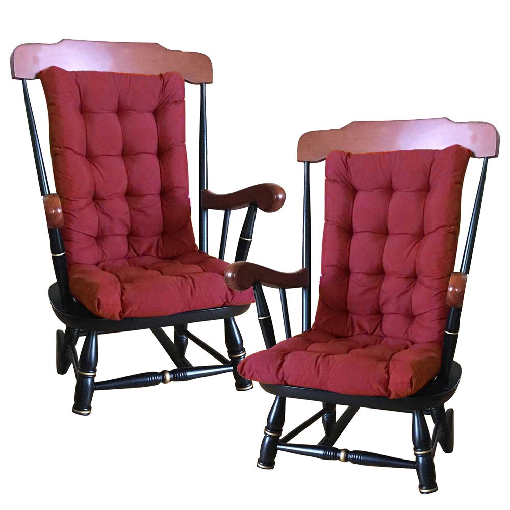 Windyus Indoor/Outdoor High Back Chair Cushion Breathable Chaise Lounge Cushion Garden Home Office Chair Padded (2PCS, Red)