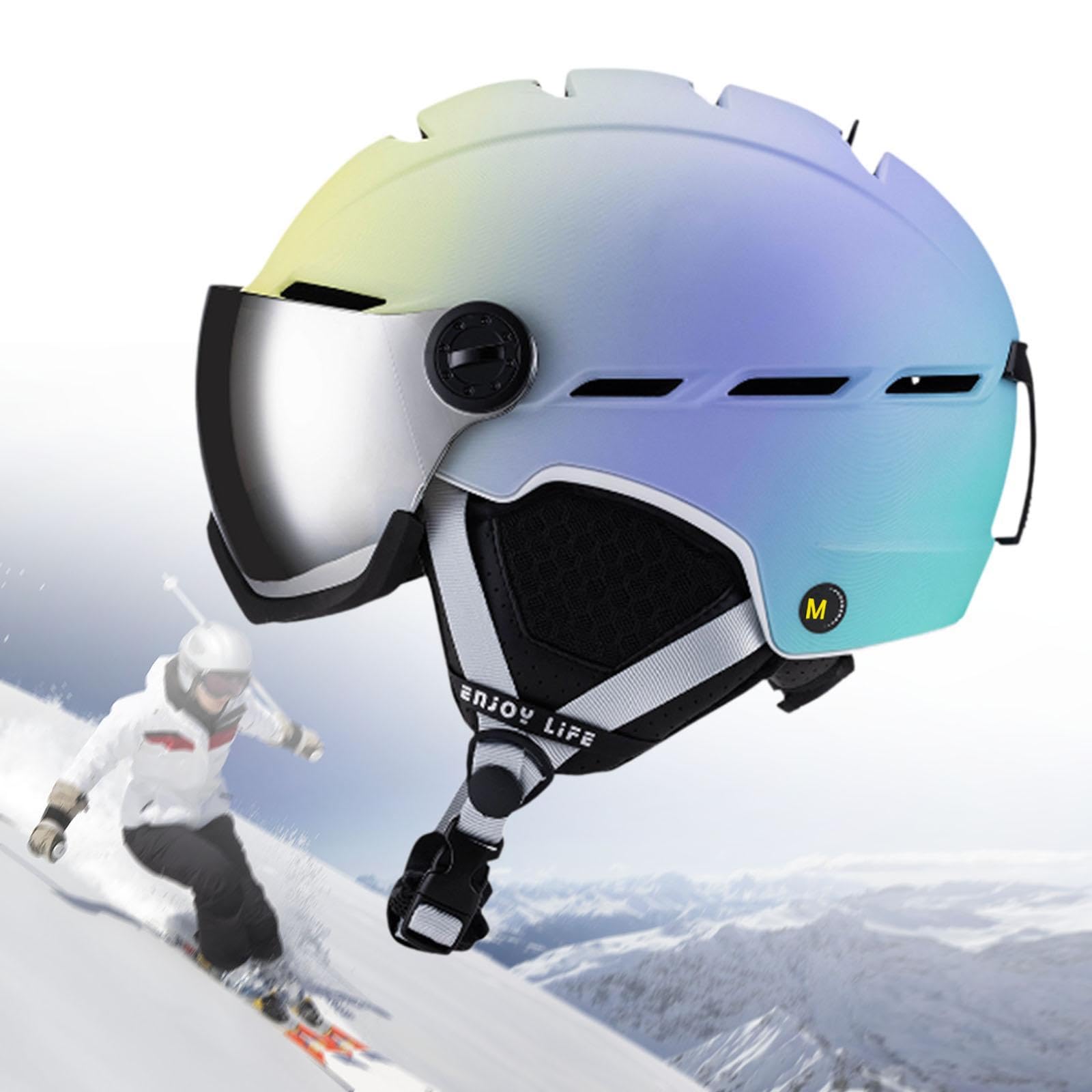 Homyl Casco de Esquí para Esquiar con 12 Orificios de Ventilación Y Gafas Casco de Snowboard Transpirable M