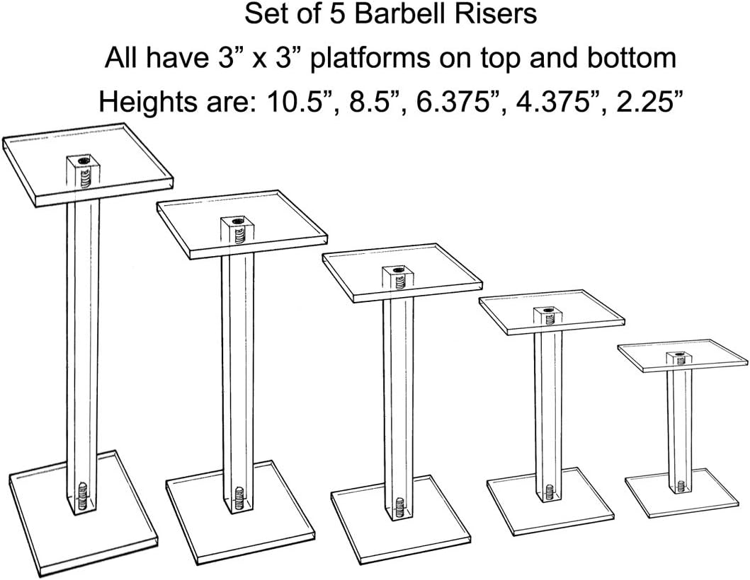Choice Acrylic Displays Square Barbell Risers | Square Platform Risers | Elevated Barbell Risers