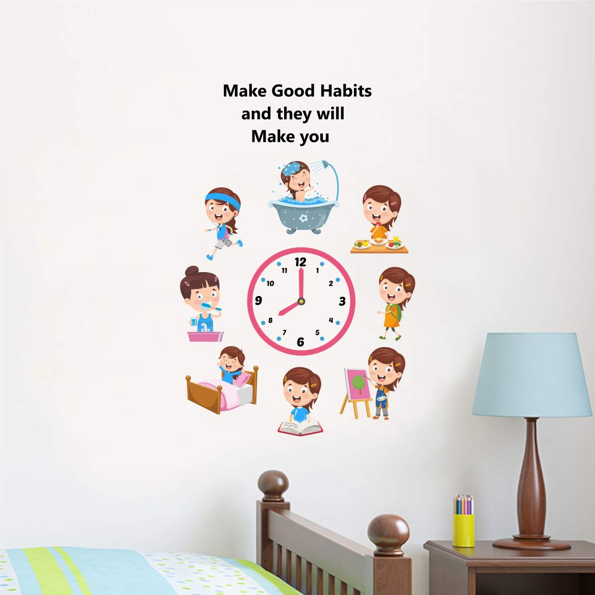 Decal O Decal Make Good Habbit and They Will Make You for Nursery School Kids Wall Stickers (PVC Vinyl,Multicolour)-Self-Adhesive