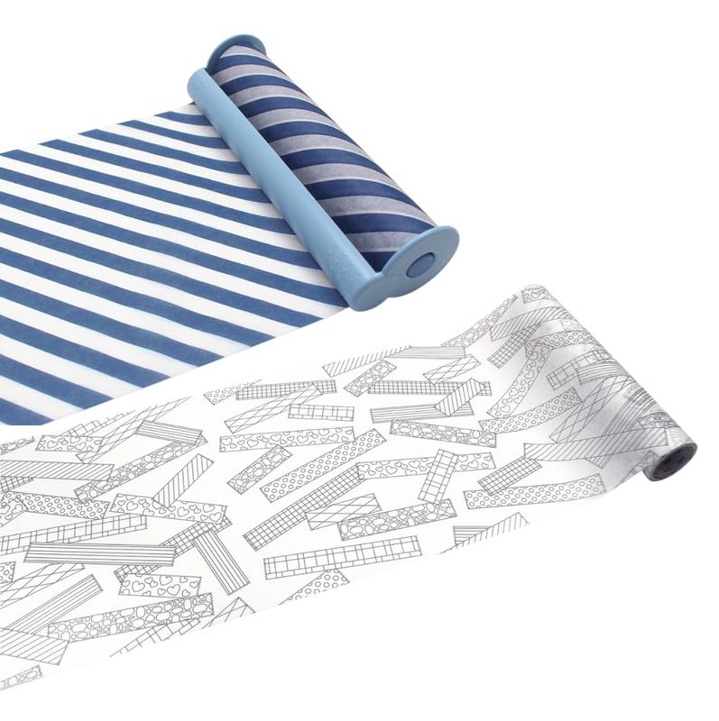 [Amazon.co.jp Exclusive] mt Mamo Wrap with Cutter, Striped Navy & Coloring Set (Official Seller), Kamoi Treated Paper, Cute, Pattern/Maste, Masking Tape, Stain Resistant, Parenting, Removable : Office