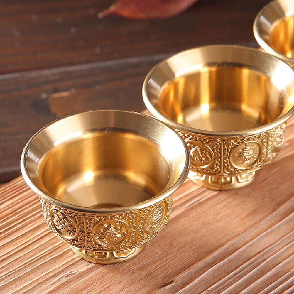 Cabilock Buddista Ciotola Acqua Rame Mini Tazza Acqua Per Offerte Religiose E Accessori Buddista Decorazione Alto Domestico 2.68X2.68X1.65In