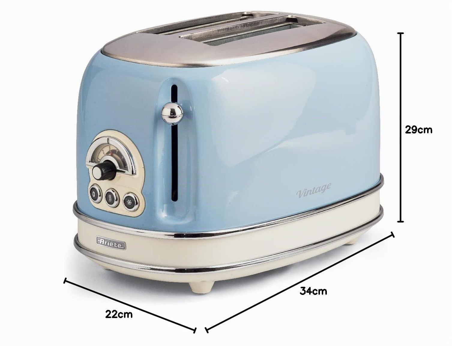 Ariete 155 TOSTADOR VINTAGE AZUL, 810 W, Metal, 2 Ranuras