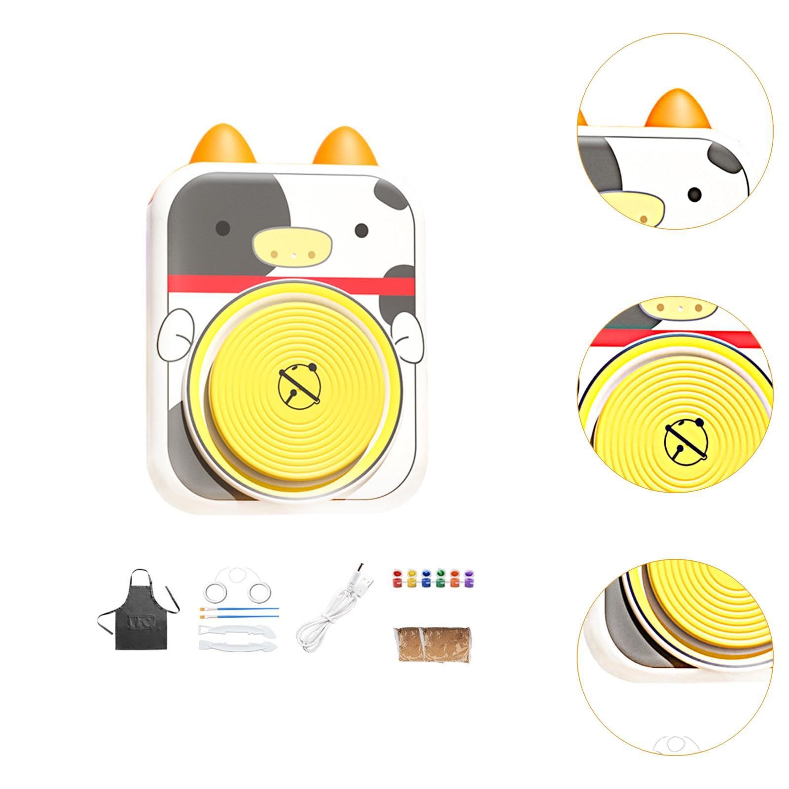 Elektrisches Töpferscheiben Set für Kinder, DIY Töpferset, Porzellanmaschine in Tierform, Kuh