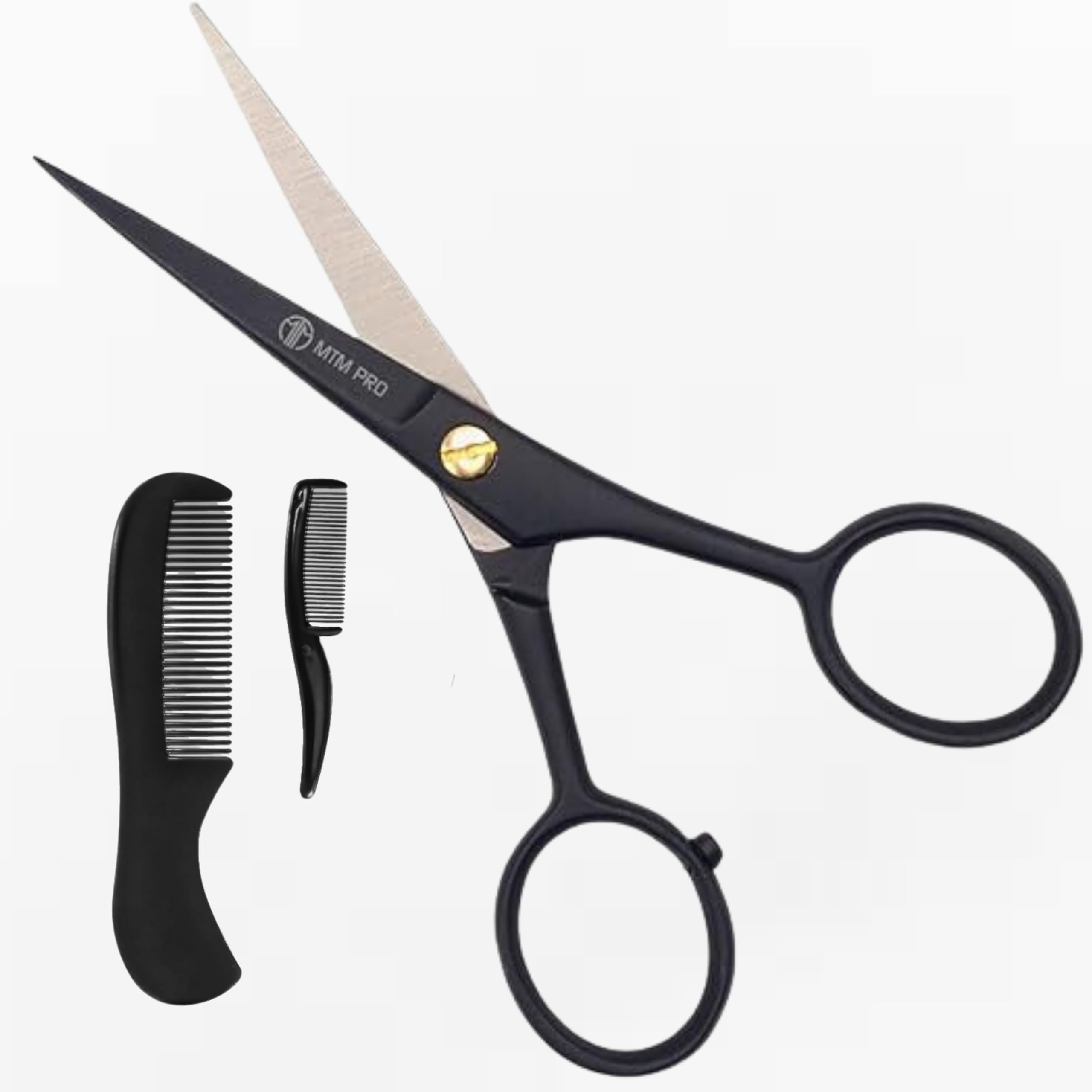 5” Professional Beard & Mustache Scissors with Mustache Comb Grooming kit for Men Beard Trimming Scissors, Small Grooming Scissors, Mustache & Beard Scissors Men for All Facial Hair Scissors
