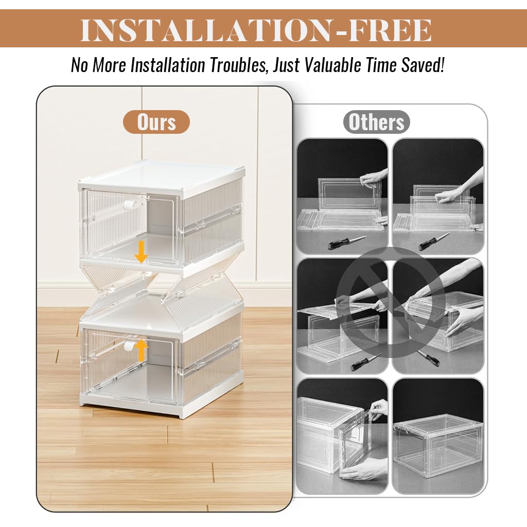 Supvox® 3 Tier Shoe Rack for Home with Door Multipurpos Shoe Stand for Home with Cover Foldable Sneaker Containers Bins for Men Women Heels Boots Loafers Sneakers Slippers 1