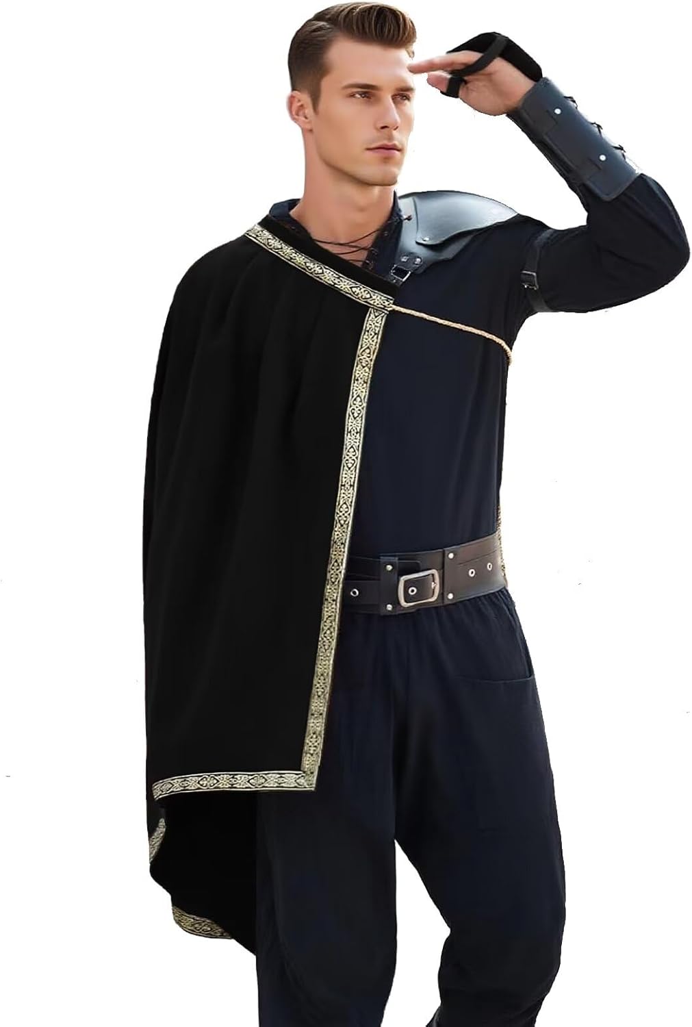 Renaissance Shawl Half Shoulder Cape For Men Medieval Cavalier Cloak Ren Faire outfit Halloween LARP Costume - Image 3