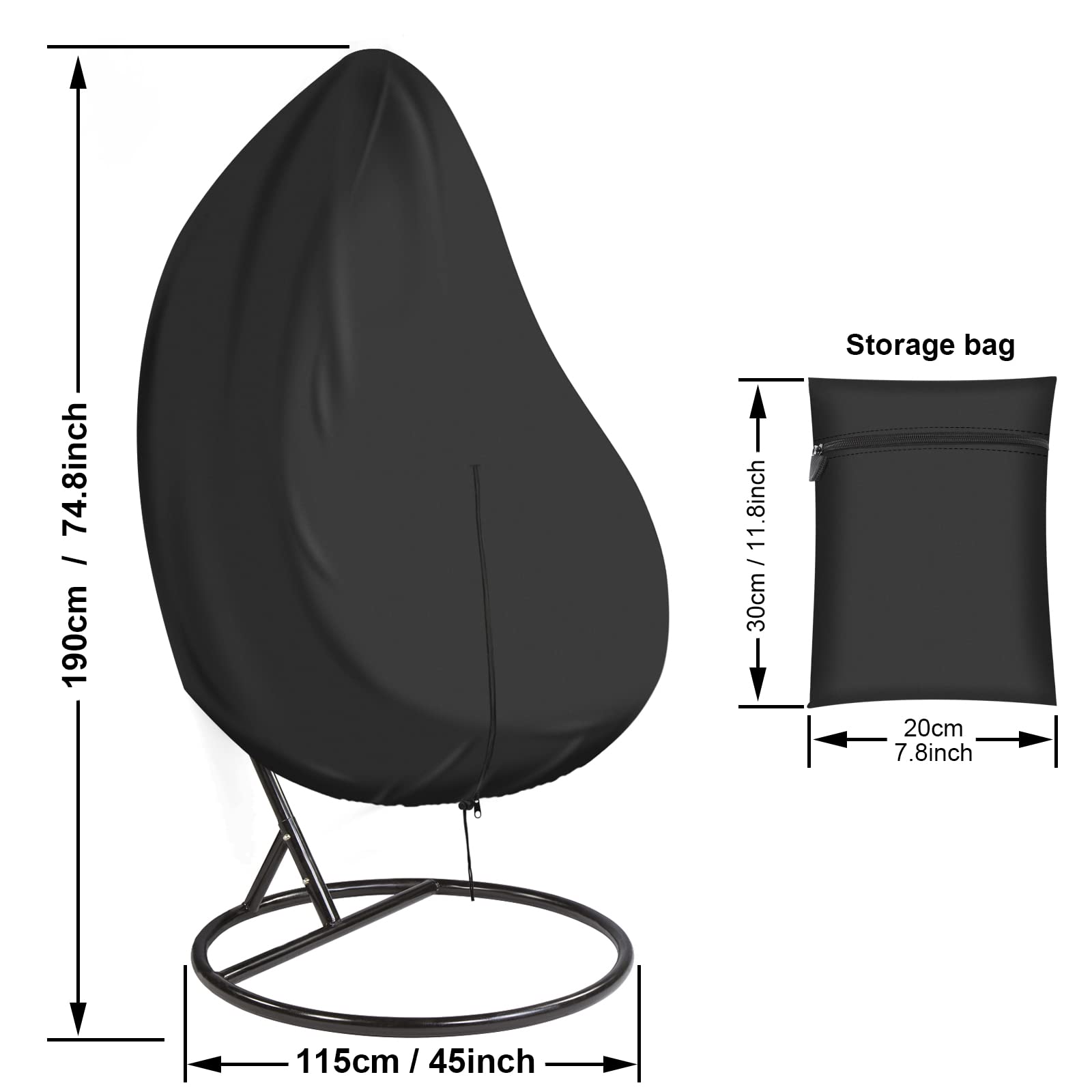 Housse De Protection Pour Fauteuil Suspendu, Housse Pour Fauteuil Suspendu, Imperméable, Coupe-vent, Résistante Aux UV, 190x115 Cm, Tissu Oxford 420D