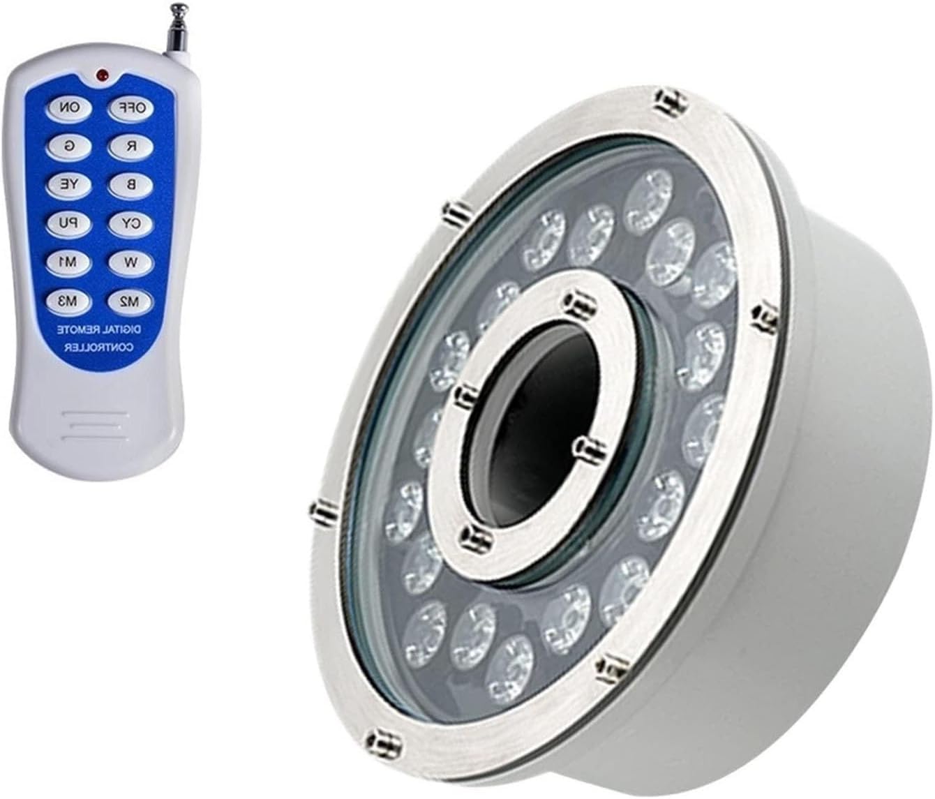 RGB LED Ring Fountain Light with Remote Control, IP68 Waterproof Underwater Submersible Pond Light for Garden Pool Water Feature Illumination(AC12V,12W)
