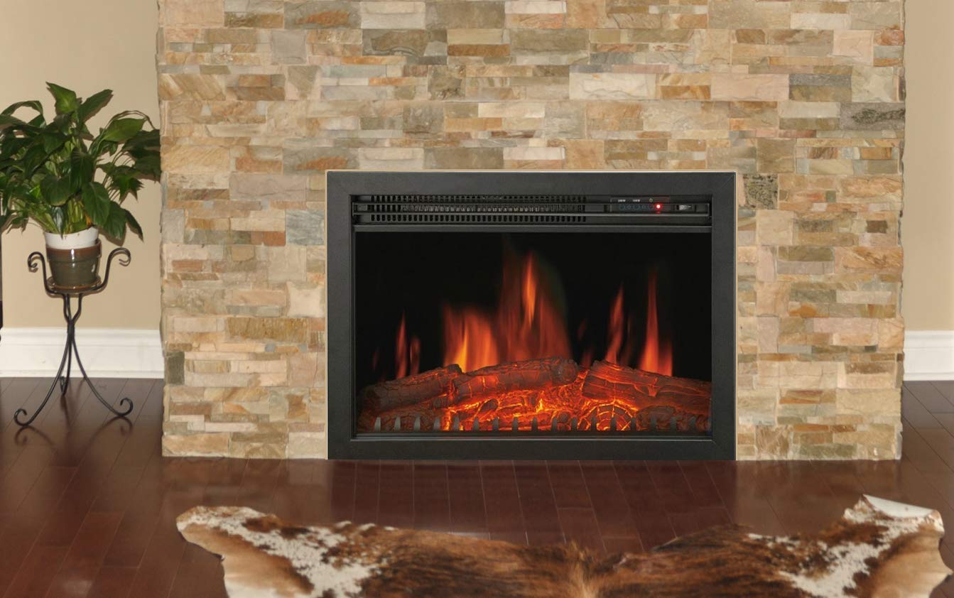 Chemin’Arte Insert Électrique à Encastrer Effet Flammes LEDs Oxford - 2000W - Conçu en France - 61 x 20 x 45 cm - Garanti 2 Ans