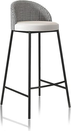 Miniatura 10 de Taburete de bar moderno tapizado con respaldo y pies, piel sintética, cojín grueso, Patas de Metal resistentes, altura de mostrador, para cocina,