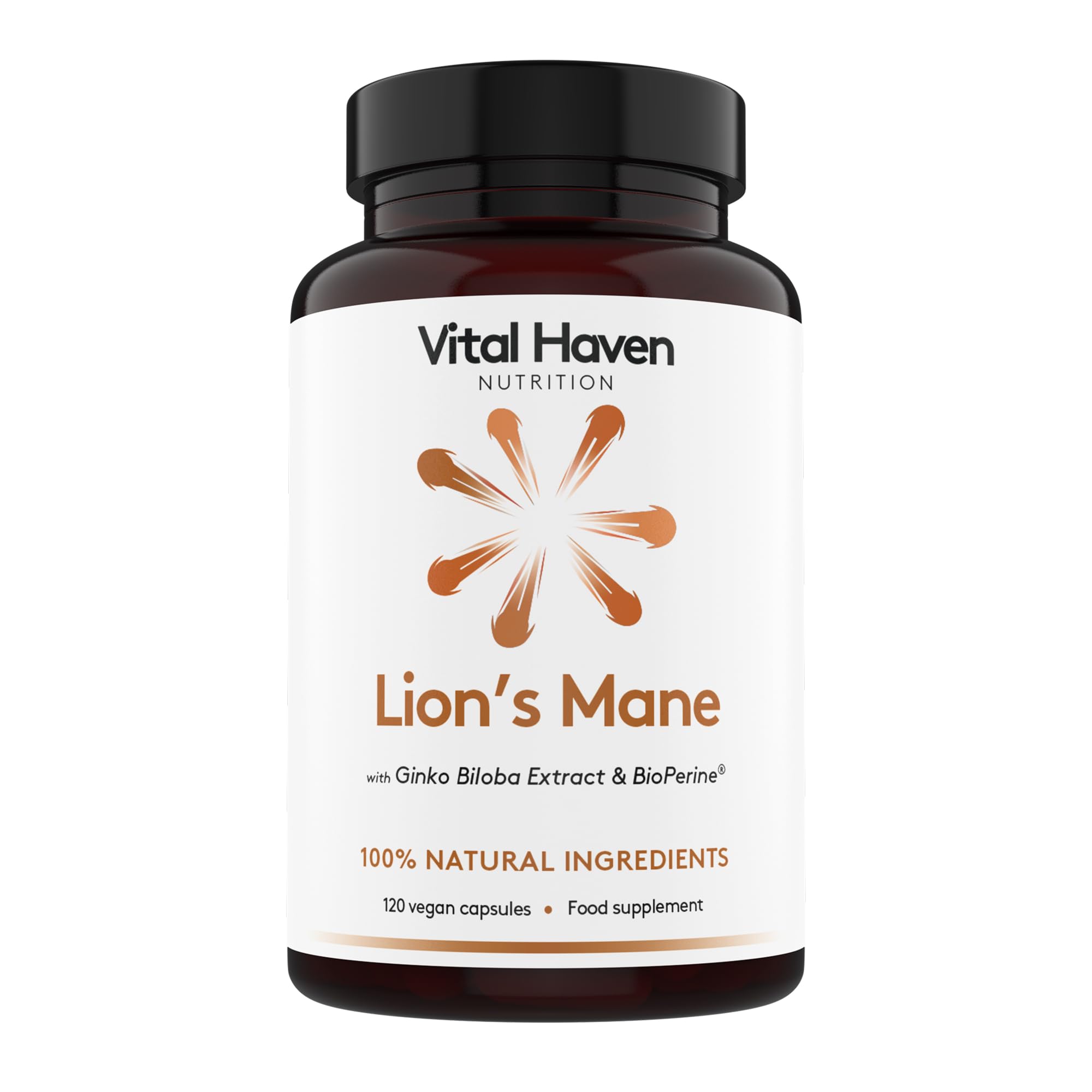 Lion's Mane Supplement (4000mg) with Gingko Biloba (1000mg) and BioPerine - UK Made