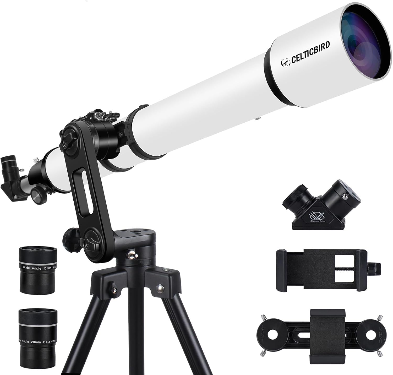 Celticbird Telescopico 90mm Apertura 1000mm Refractor para Adultos astronomía Principiantes niños con Ajuste de Alta precisión